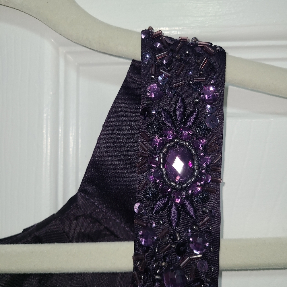 Antonio Melani Stunning Beaded Semi Formal Dress SIZE 2 deep purple TUXEDO WAIST - Picture 15 of 16